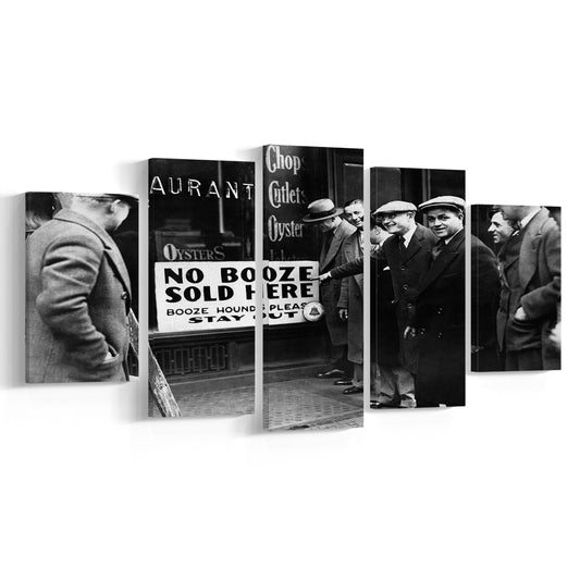 No Booze Sold Here, Vintage Black and White, Speakeasy Decor, Vintage Bar Decor, Mixed 5 Pieces Canvas Print