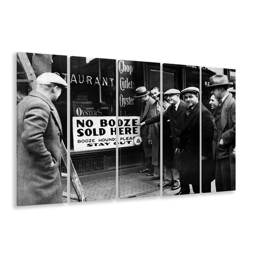 No Booze Sold Here, Vintage Black and White, Speakeasy Decor, Vintage Bar Decor, 5 Pieces Large Canvas Print