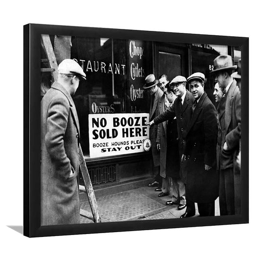 No Booze Sold Here, Vintage Black and White, Speakeasy Decor, Vintage Bar Decor, Framed Art Print Wall Decor