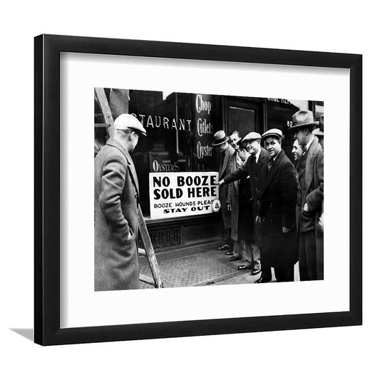 No Booze Sold Here, Vintage Black and White, Speakeasy Decor, Vintage Bar Decor, Framed Art Print White Border Wall Decor