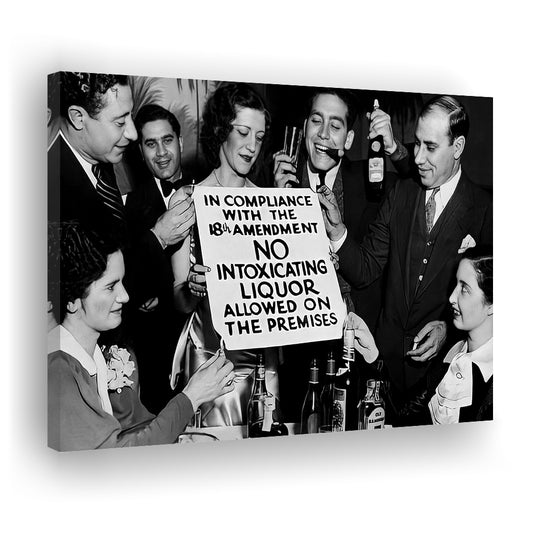 No Liquor Sign, Black and White, Bar Cart Prints, Vintage Bar Decor, Speakeasy Art, Canvas Print Wall Art Decor