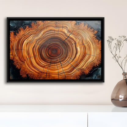 Nordic Tree Ring Abstract Art,Tree Rings Canvas Print, Framed Cavas Print, Floating Frame