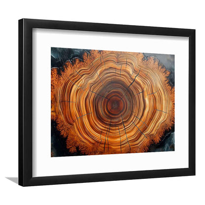 Nordic Tree Ring Abstract Art,Tree Rings Art Print,Great Design For Home Decor, Framed Art Print White Border