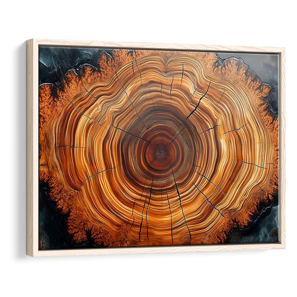 Nordic Tree Ring Abstract Art,Tree Rings Canvas Print, Framed Cavas Print, Floating Frame
