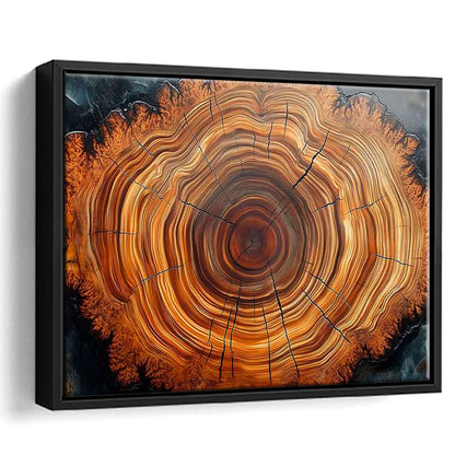 Nordic Tree Ring Abstract Art,Tree Rings Canvas Print, Framed Cavas Print, Floating Frame