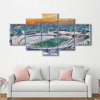Northwestern Wildcats Painting, Ryan Field Watercolor, Sport Art, Mixed 5 Panel, Canvas Print Wall Art