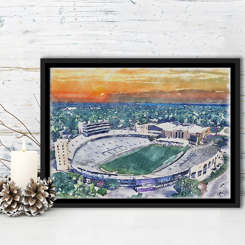 Northwestern Wildcats Painting, Ryan Field Watercolor, Sport Gift Art, Framed Canvas Print Wall Art