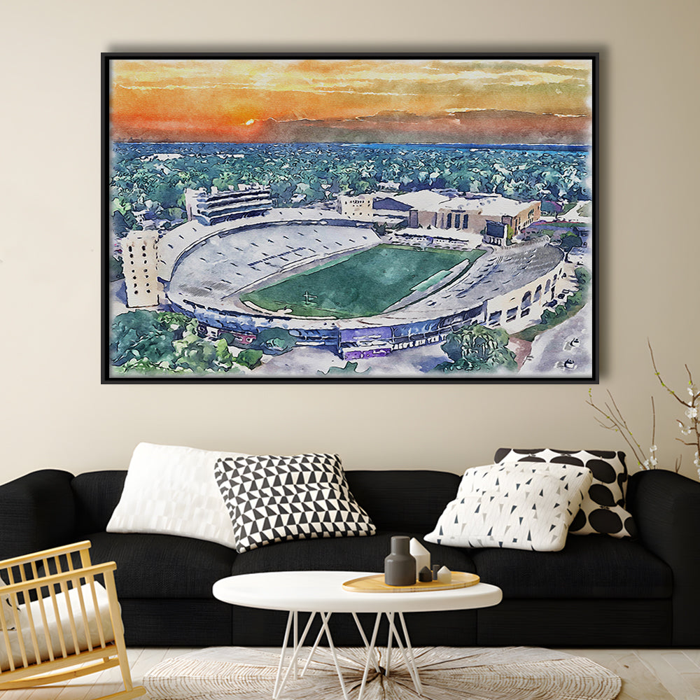 Northwestern Wildcats Painting, Ryan Field Watercolor, Sport Gift Art, Framed Canvas Print Wall Art