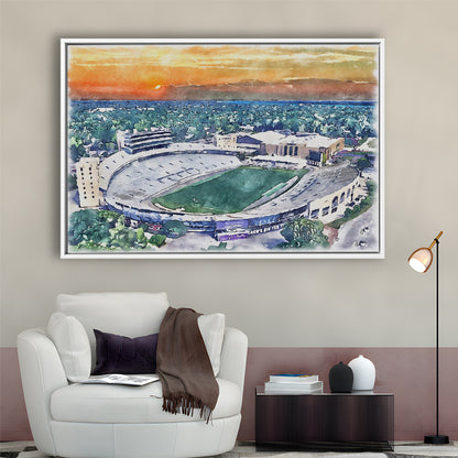 Northwestern Wildcats Painting, Ryan Field Watercolor, Sport Gift Art, Framed Canvas Print Wall Art