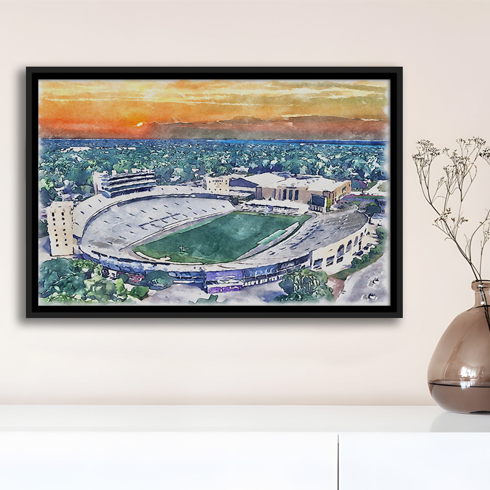 Northwestern Wildcats Painting, Ryan Field Watercolor, Sport Gift Art, Framed Canvas Print Wall Art