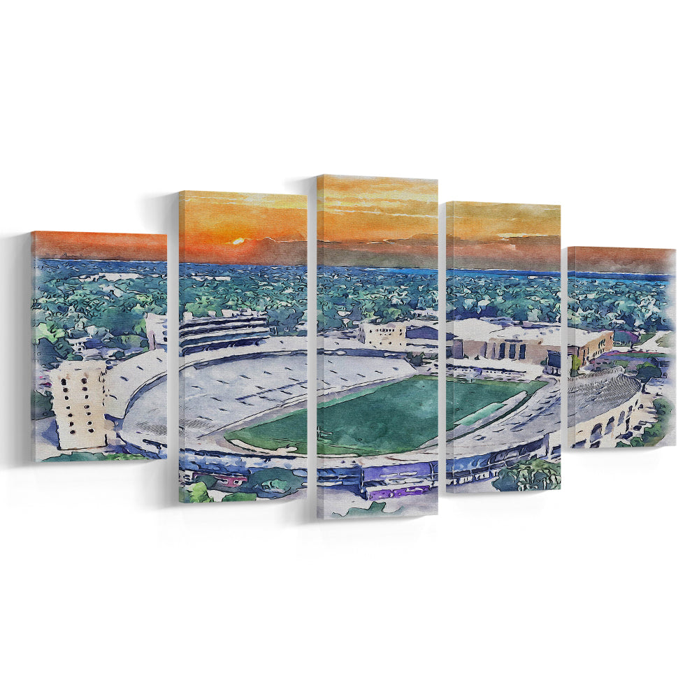 Northwestern Wildcats Painting, Ryan Field Watercolor, Sport Art, Mixed 5 Panel, Canvas Print Wall Art