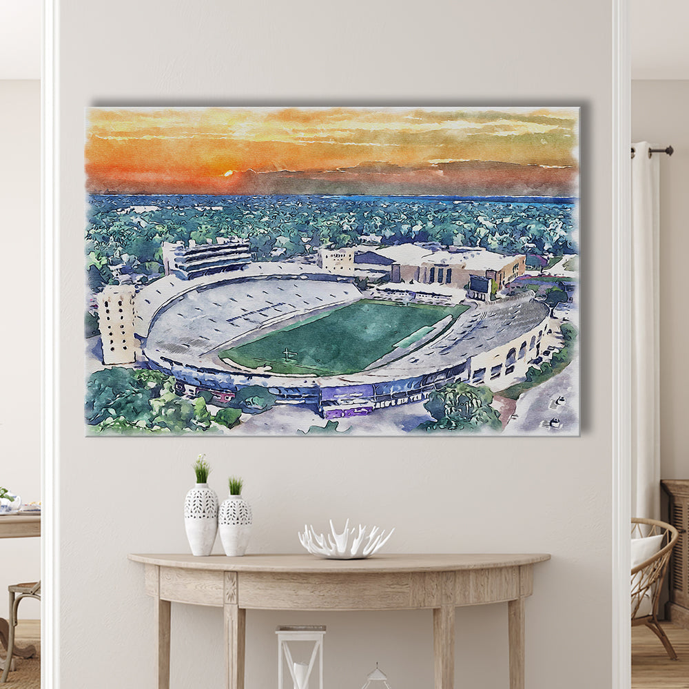 Northwestern Wildcats Painting, Ryan Field Watercolor, Sport Art, Gifts for him, Canvas Print Wall Art