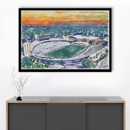 Northwestern Wildcats Painting, Ryan Field Watercolor, Sport Gift Art, Framed Art Print Wall Decor