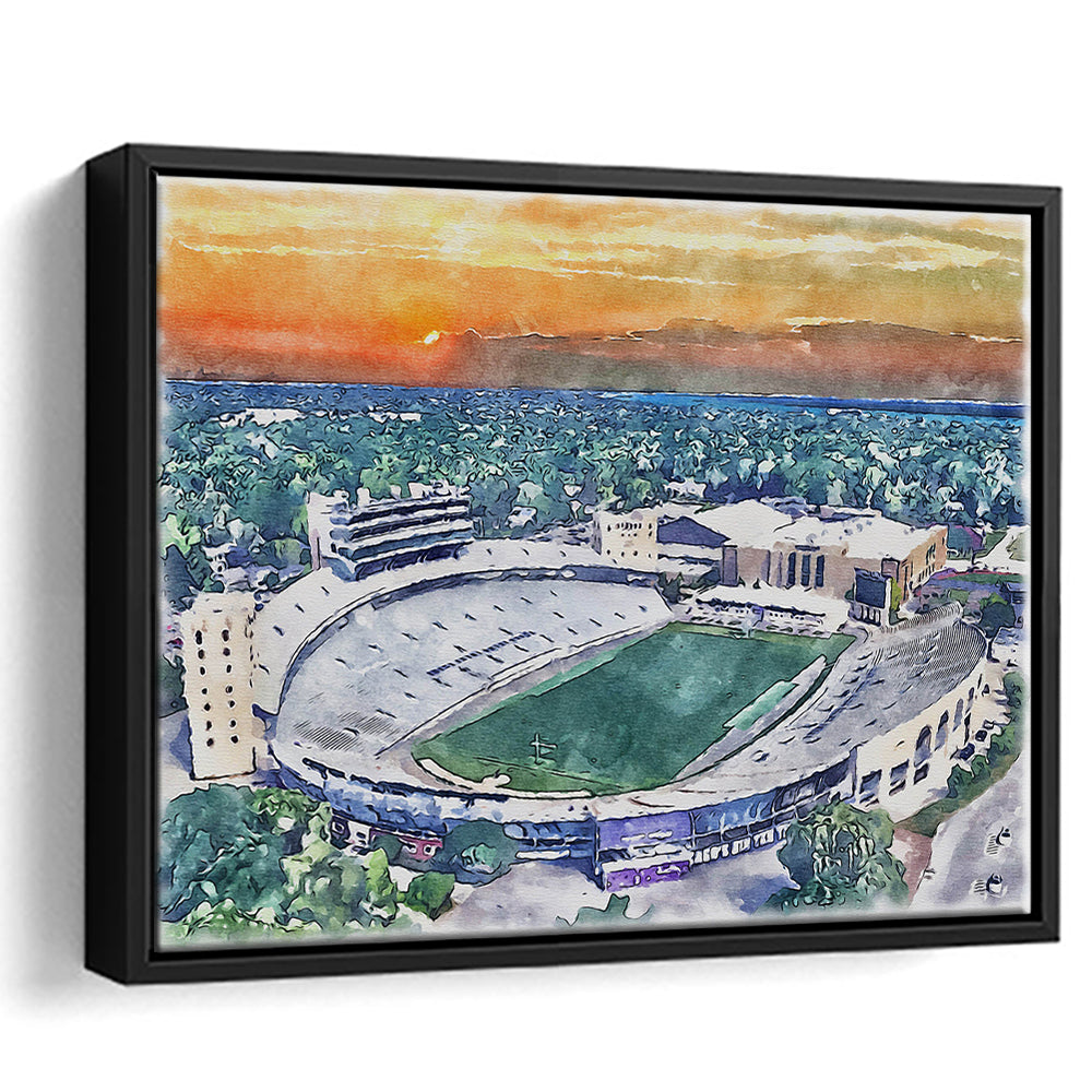 Northwestern Wildcats Painting, Ryan Field Watercolor, Sport Gift Art, Framed Canvas Print Wall Art