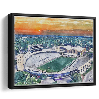 Northwestern Wildcats Painting, Ryan Field Watercolor, Sport Gift Art, Framed Canvas Print Wall Art
