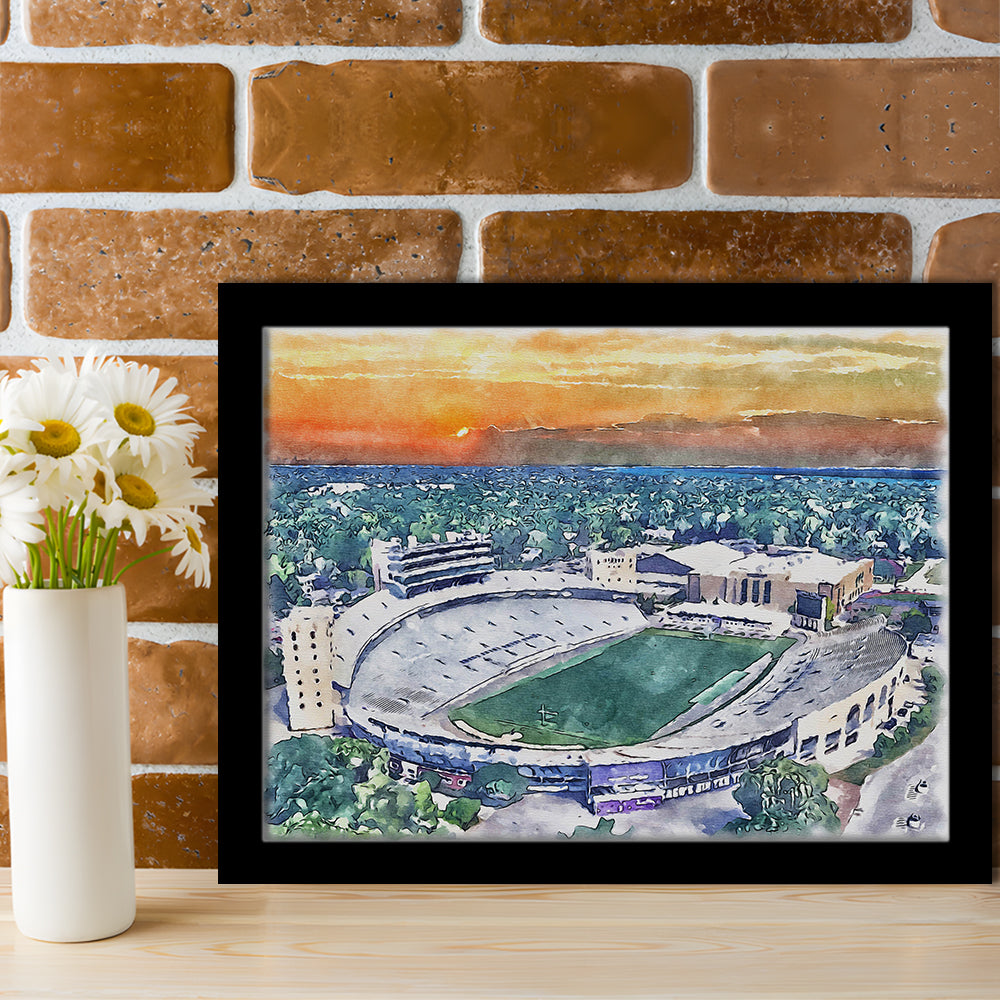 Northwestern Wildcats Painting, Ryan Field Watercolor, Sport Gift Art, Framed Art Print Wall Decor