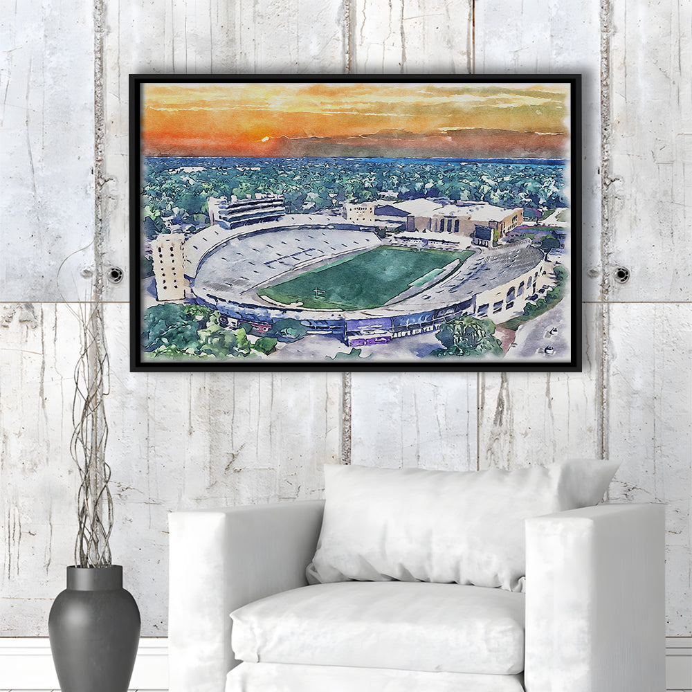 Northwestern Wildcats Painting, Ryan Field Watercolor, Sport Gift Art, Framed Canvas Print Wall Art