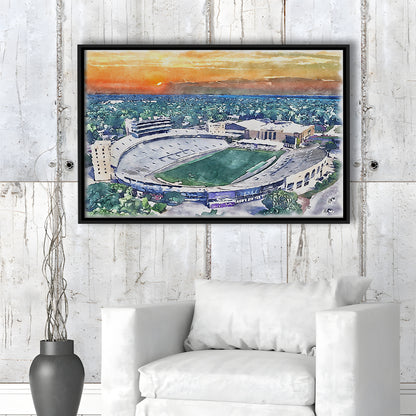 Northwestern Wildcats Painting, Ryan Field Watercolor, Sport Gift Art, Framed Canvas Print Wall Art