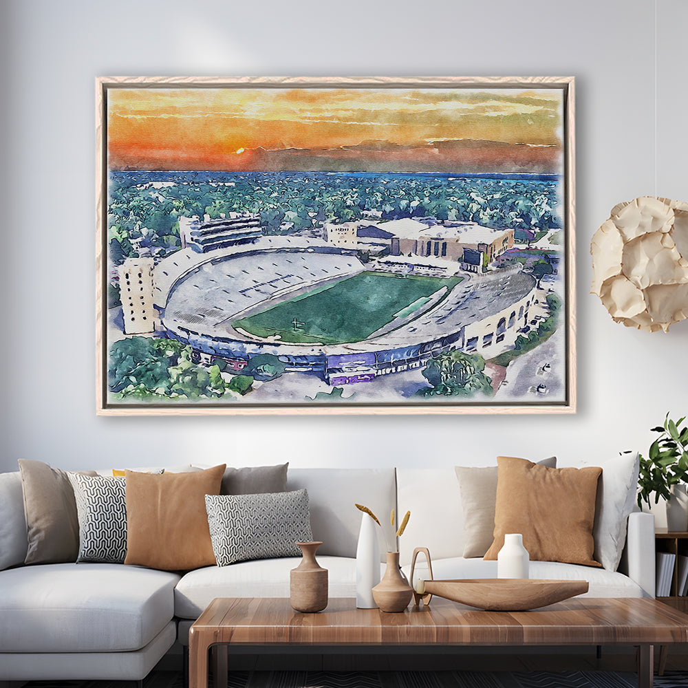 Northwestern Wildcats Painting, Ryan Field Watercolor, Sport Gift Art, Framed Canvas Print Wall Art