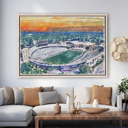 Northwestern Wildcats Painting, Ryan Field Watercolor, Sport Gift Art, Framed Canvas Print Wall Art