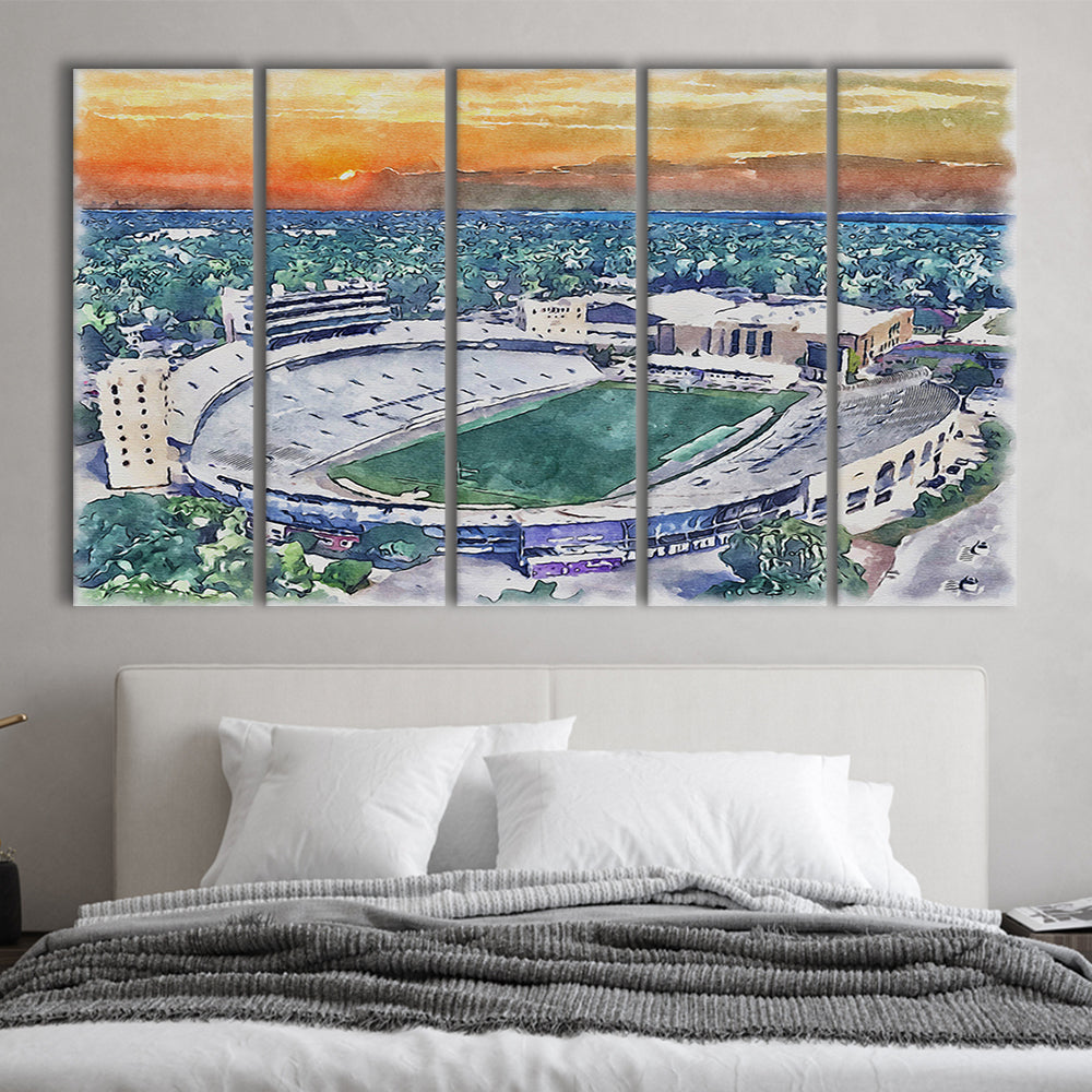 Northwestern Wildcats Painting, Ryan Field Watercolor, Sport Art, Extra Large Canvas Print Wall Art
