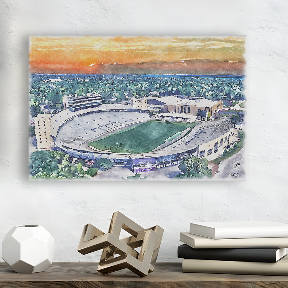Northwestern Wildcats Painting, Ryan Field Watercolor, Sport Art, Gifts for him, Canvas Print Wall Art