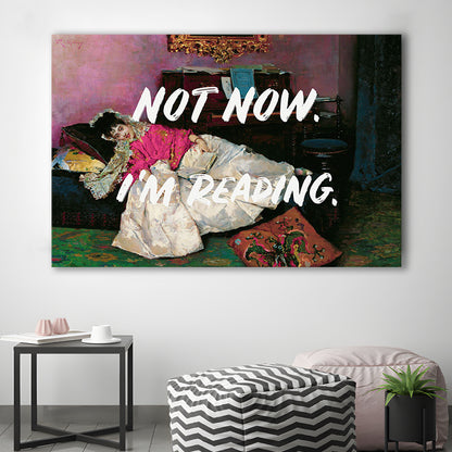 Not Now I'M Reading Altered Art Print, Altered Art, Bedroom Print, Pink Print Art, Canvas Print Wall Art Home Decor