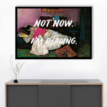 Not Now I'M Reading Altered Art Print, Altered Art, Bedroom Print, Pink Print Art, Framed Art Print Wall Decor, Framed Picture