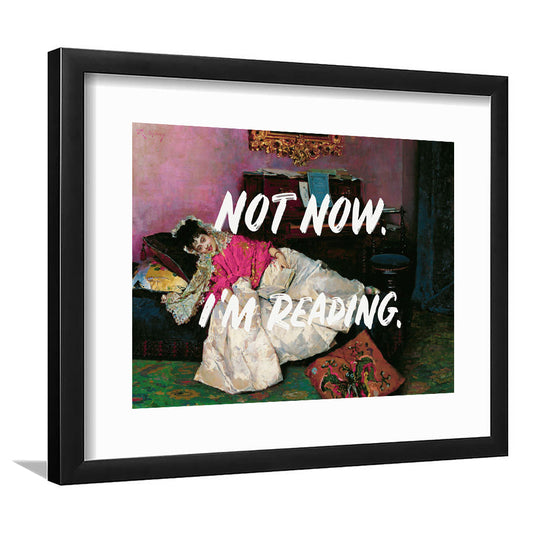 Not Now I'M Reading Altered Art Print, Altered Art, Bedroom Print, Pink Print Art, Framed Art Print White Border Wall Decor