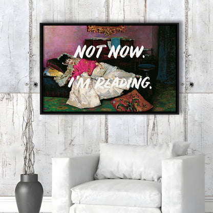 Not Now I'M Reading Altered Art Print, Altered Art, Bedroom Print, Pink Art, Floating Framed Canvas Print Wall Art
