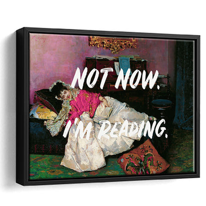 Not Now I'M Reading Altered Art Print, Altered Art, Bedroom Print, Pink Art, Floating Framed Canvas Print Wall Art