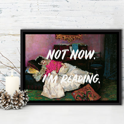 Not Now I'M Reading Altered Art Print, Altered Art, Bedroom Print, Pink Art, Floating Framed Canvas Print Wall Art
