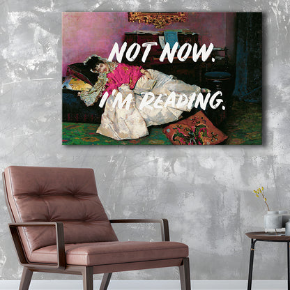 Not Now I'M Reading Altered Art Print, Altered Art, Bedroom Print, Pink Print Art, Canvas Print Wall Art Home Decor