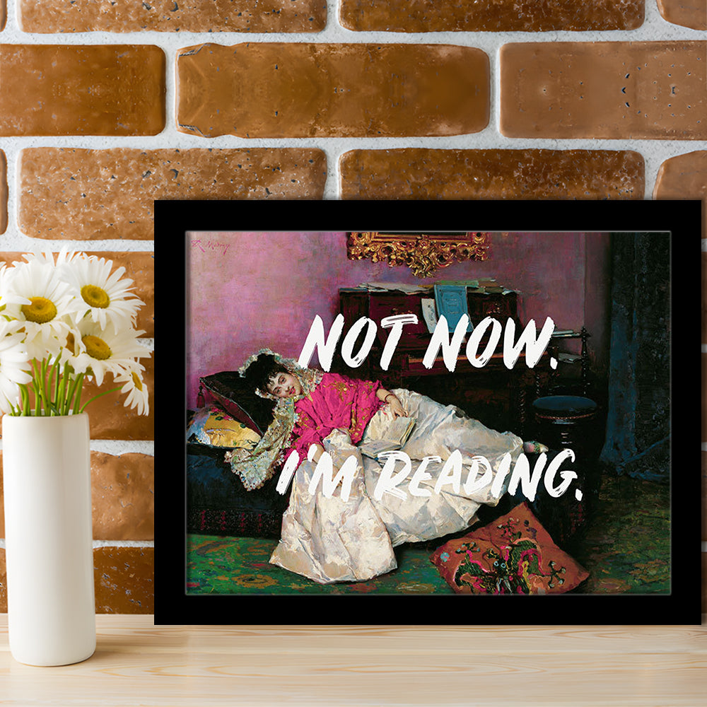 Not Now I'M Reading Altered Art Print, Altered Art, Bedroom Print, Pink Print Art, Framed Art Print Wall Decor, Framed Picture