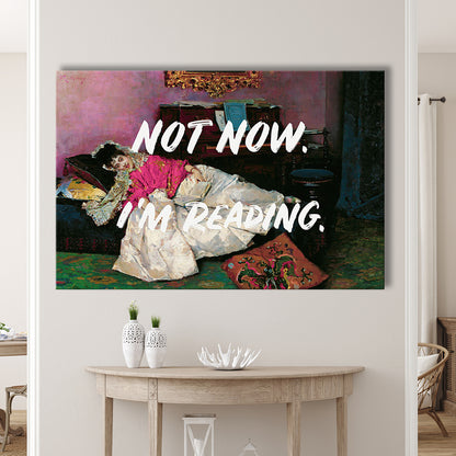 Not Now I'M Reading Altered Art Print, Altered Art, Bedroom Print, Pink Print Art, Canvas Print Wall Art Home Decor