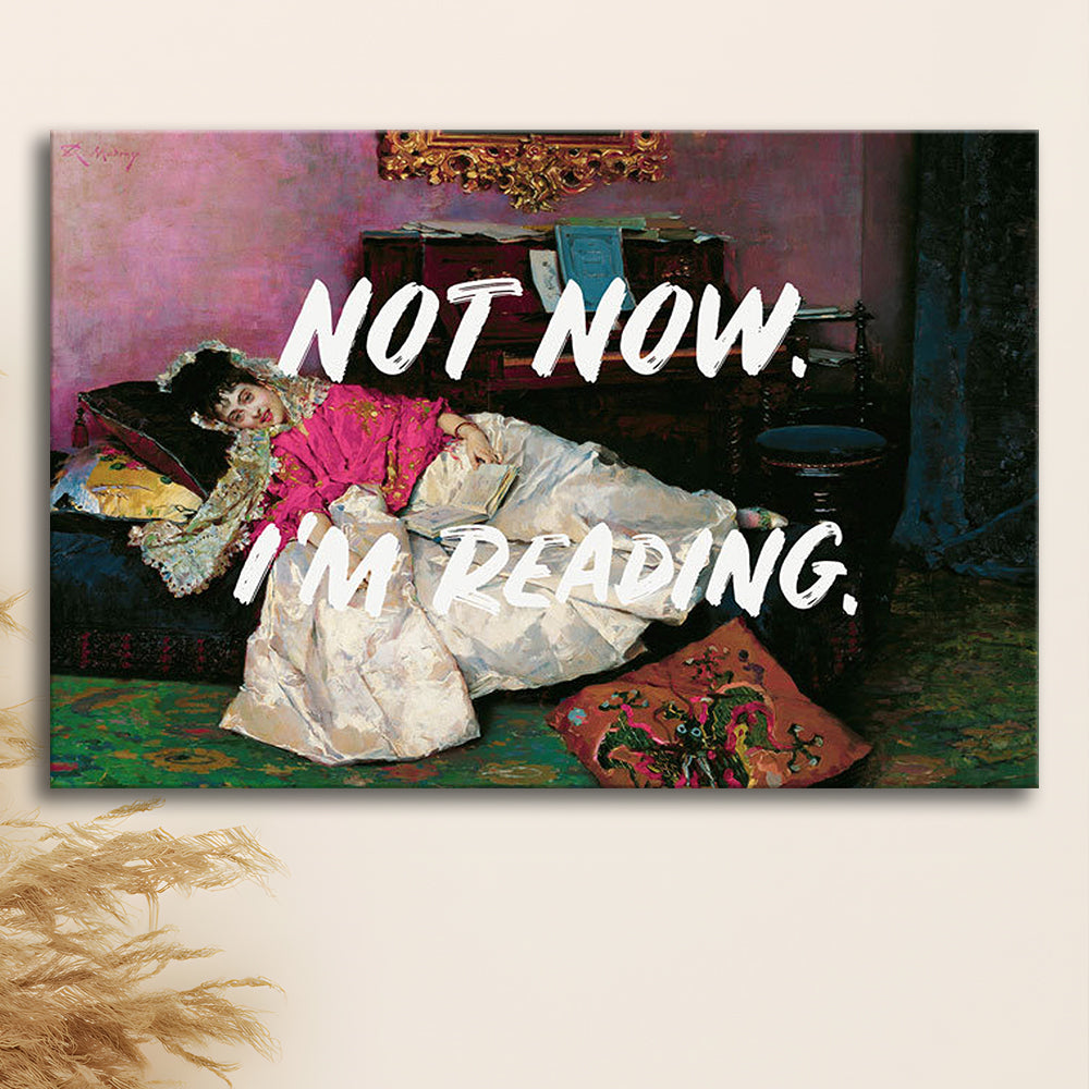 Not Now I'M Reading Altered Art Print, Altered Art, Bedroom Print, Pink Print Art, Canvas Print Wall Art Home Decor