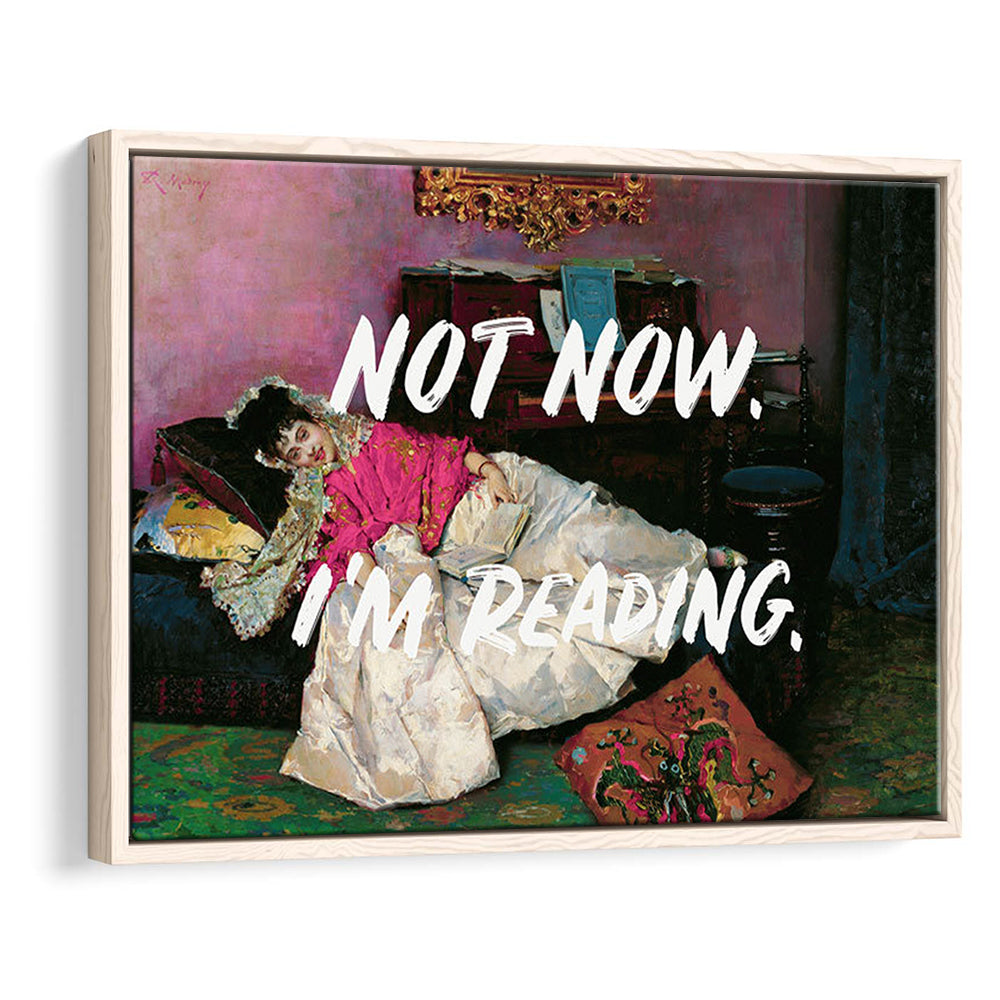 Not Now I'M Reading Altered Art Print, Altered Art, Bedroom Print, Pink Art, Floating Framed Canvas Print Wall Art