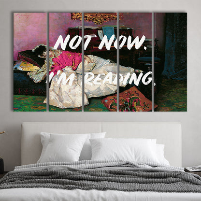 Not Now I'M Reading Altered Art Print, Altered Art, Bedroom Print, Pink Print Art, Multi Panels Canvas Print Wall Art