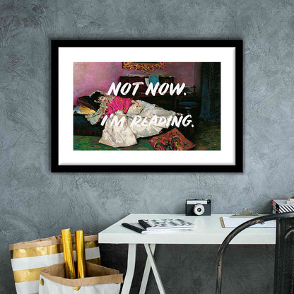 Not Now I'M Reading Altered Art Print, Altered Art, Bedroom Print, Pink Print Art, Framed Art Print White Border Wall Decor