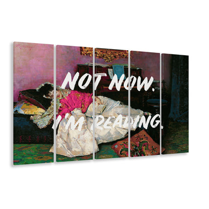 Not Now I'M Reading Altered Art Print, Altered Art, Bedroom Print, Pink Print Art, Multi Panels Canvas Print Wall Art