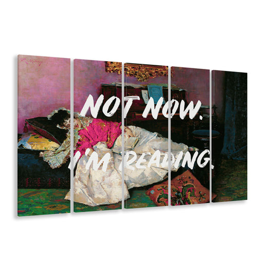 Not Now I'M Reading Altered Art Print, Altered Art, Bedroom Print, Pink Print Art, Multi Panels Canvas Print Wall Art