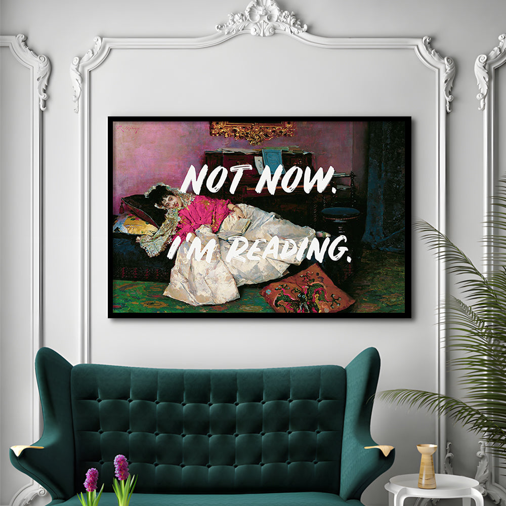 Not Now I'M Reading Altered Art Print, Altered Art, Bedroom Print, Pink Print Art, Framed Art Print Wall Decor, Framed Picture