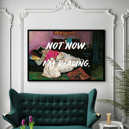 Not Now I'M Reading Altered Art Print, Altered Art, Bedroom Print, Pink Print Art, Framed Art Print Wall Decor, Framed Picture