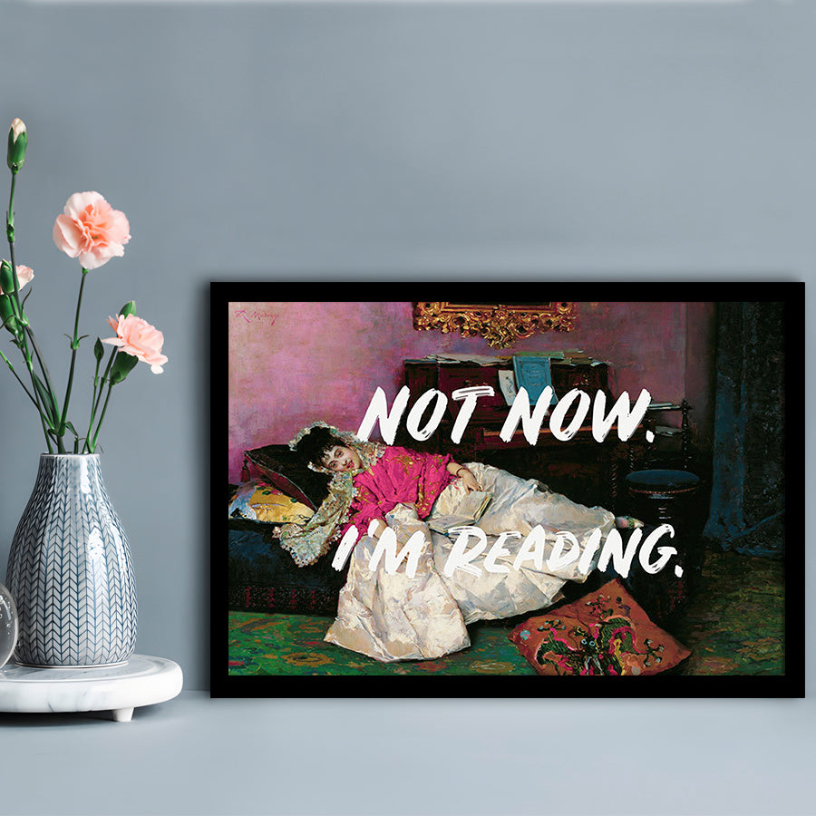 Not Now I'M Reading Altered Art Print, Altered Art, Bedroom Print, Pink Print Art, Framed Art Print Wall Decor, Framed Picture