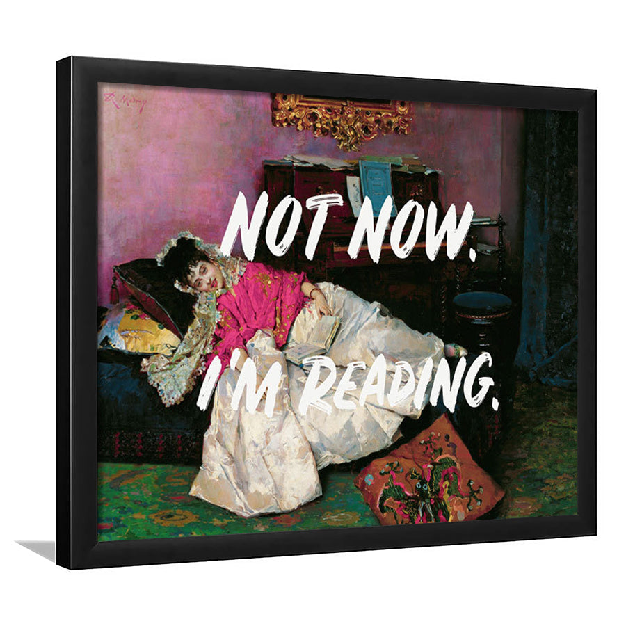 Not Now I'M Reading Altered Art Print, Altered Art, Bedroom Print, Pink Print Art, Framed Art Print Wall Decor, Framed Picture