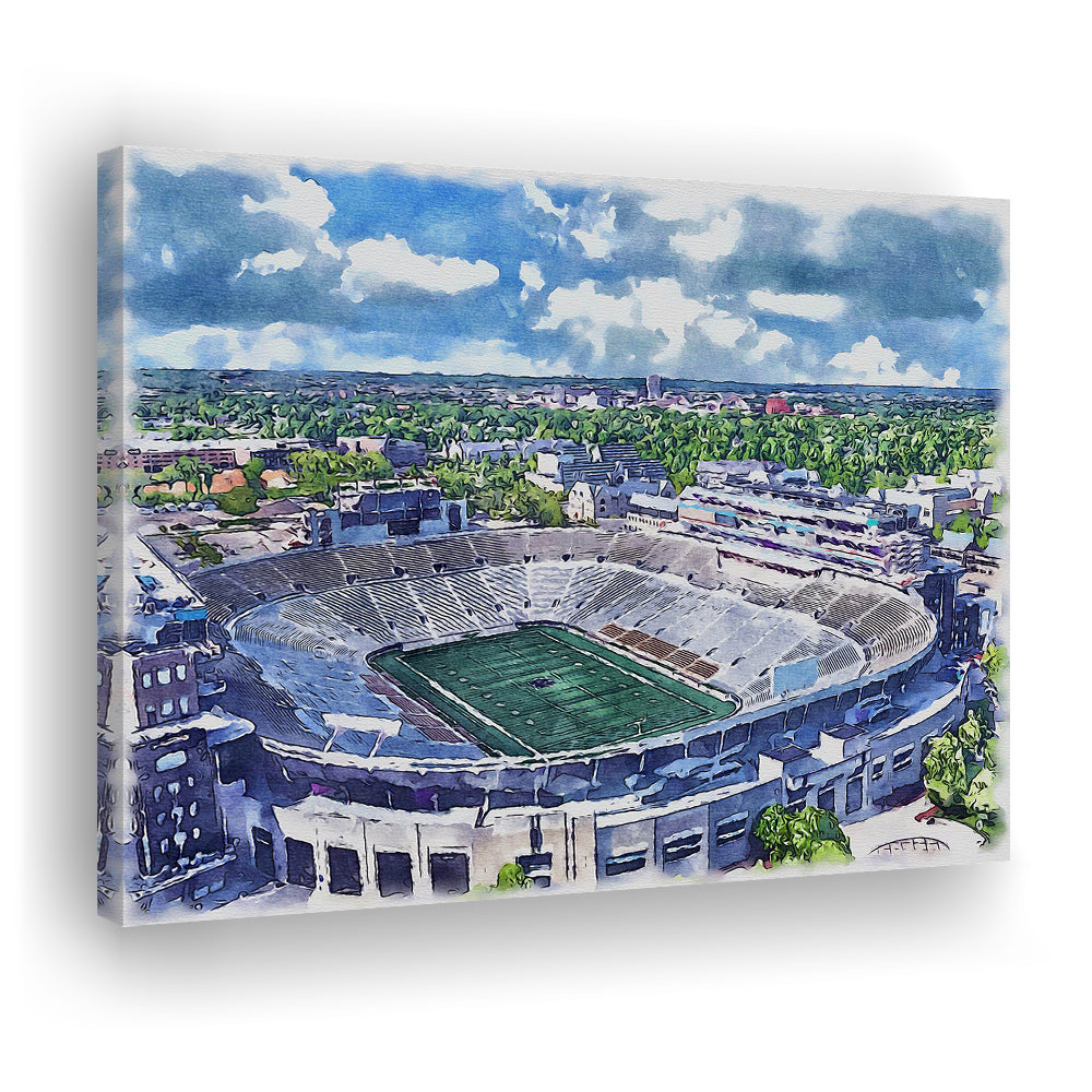 Notre Dame Fighting Irish, Notre Dame Painting Stadium Watercolor, Sport Art, Gifts for him, Canvas Print Wall Art