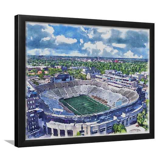 Notre Dame Fighting Irish, Notre Dame Painting Stadium Watercolor, Sport Gift Art, Framed Art Print Wall Decor