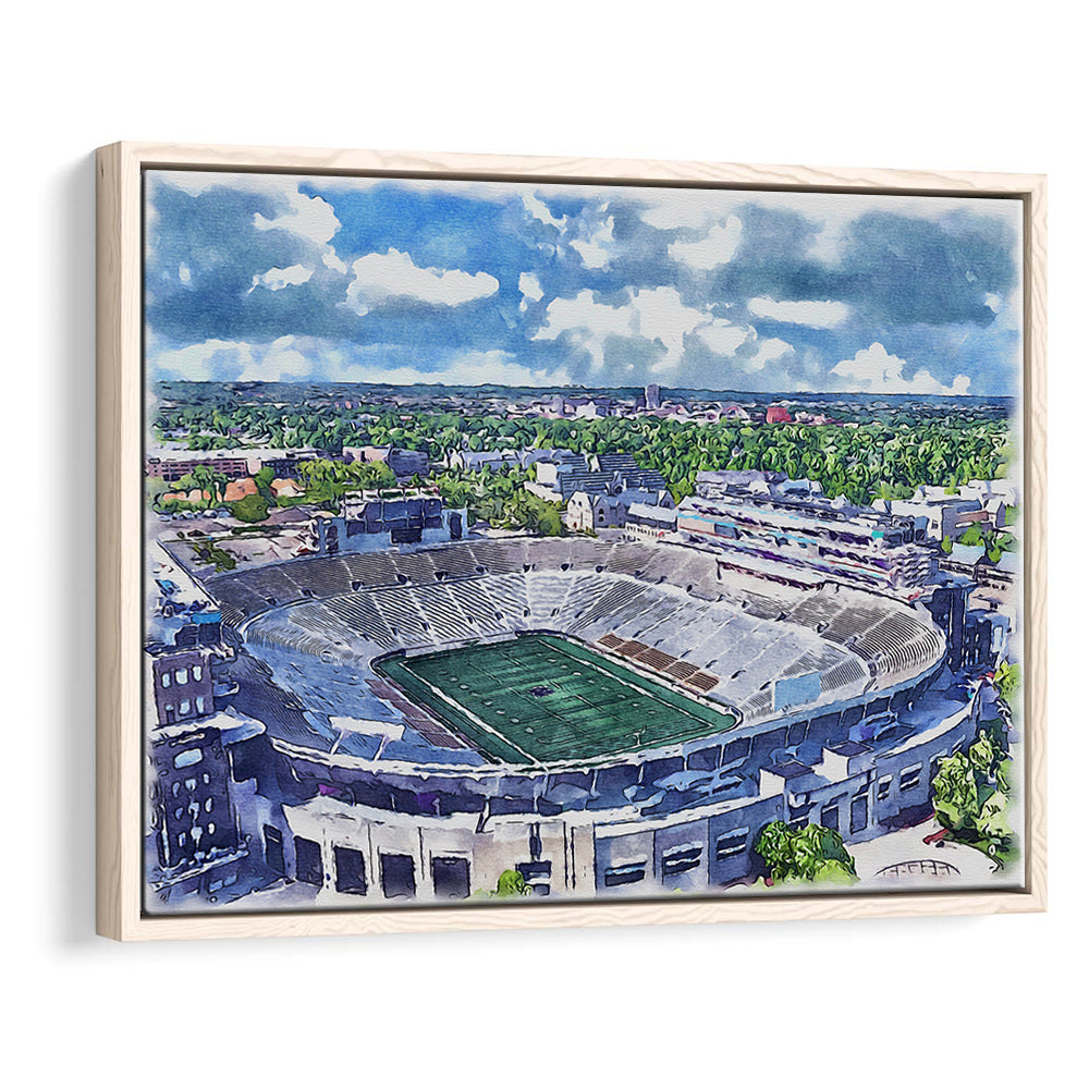 Notre Dame Fighting Irish, Notre Dame Painting Stadium Watercolor, Sport Gift Art, Framed Canvas Print Wall Art