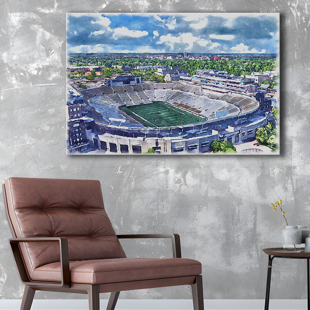 Notre Dame Fighting Irish, Notre Dame Painting Stadium Watercolor, Sport Art, Gifts for him, Canvas Print Wall Art