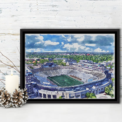 Notre Dame Fighting Irish, Notre Dame Painting Stadium Watercolor, Sport Gift Art, Framed Canvas Print Wall Art